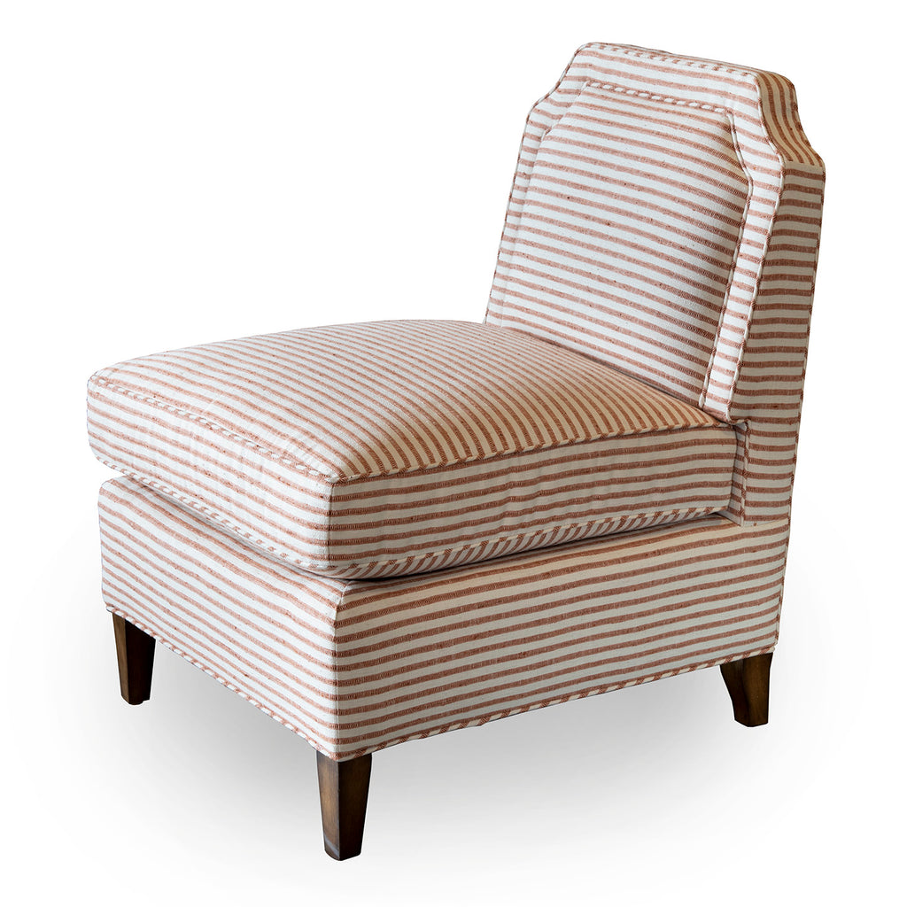 White and Auburn Striped Luc Slipper Chair