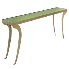 FOUND Collection Iron Console with Glass Top