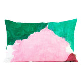Green and Pink Linen Lumbar Cushion