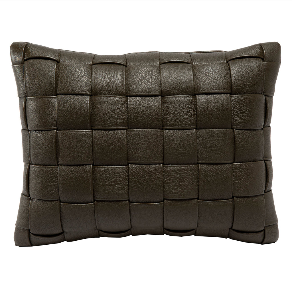 Medium Olive Leather Pillow