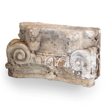 Large Carved Stone Ionic Capital