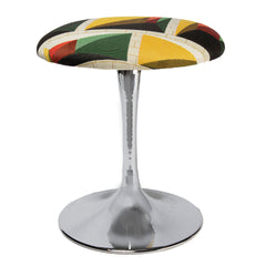 Chrome Tulip Stool Upholstered in Brutalist Cocktail