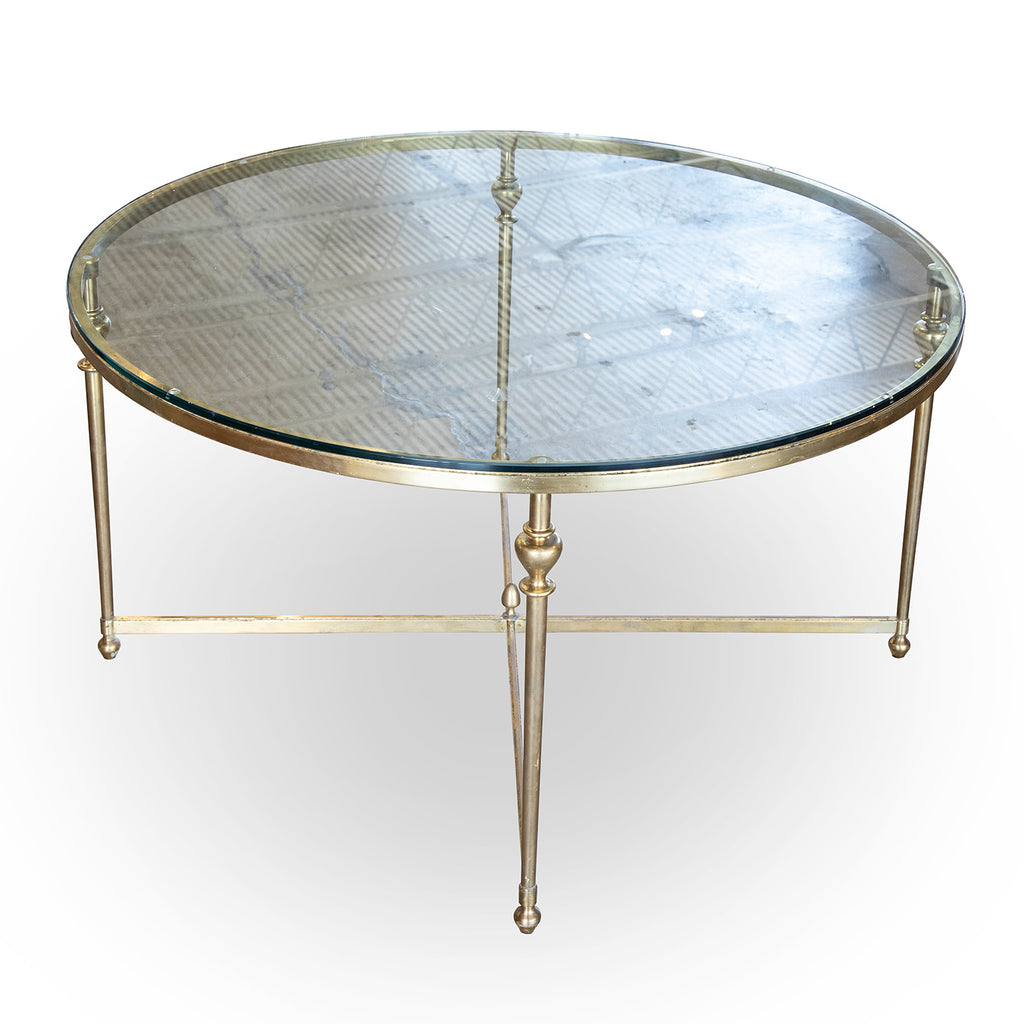 Italian Brass and Glass Cocktail Table