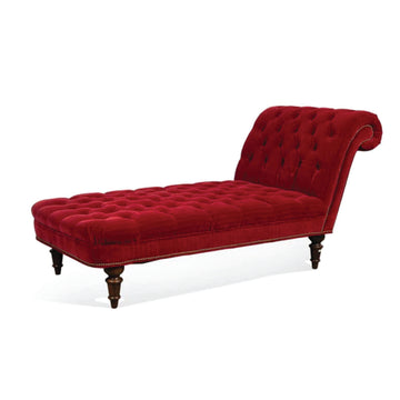 Red Velvet Tufted Chaise Lounge