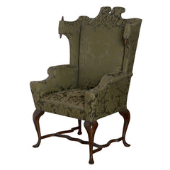 Vintage Wing Chair with Exaggerated Scroll Details